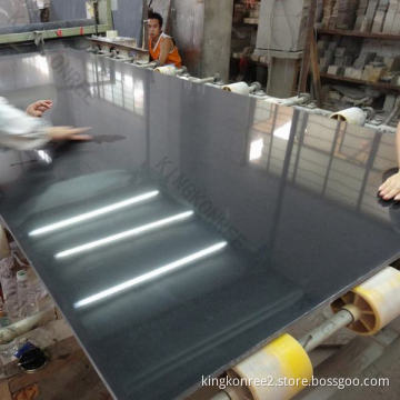 High glossy pure black quartz stone slabs